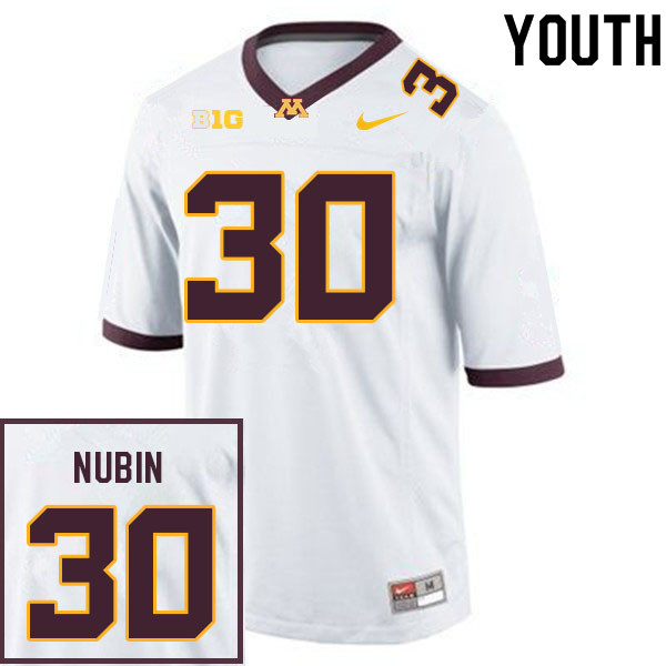 Youth #30 Jordan Nubin Minnesota Golden Gophers College Football Jerseys Sale-White